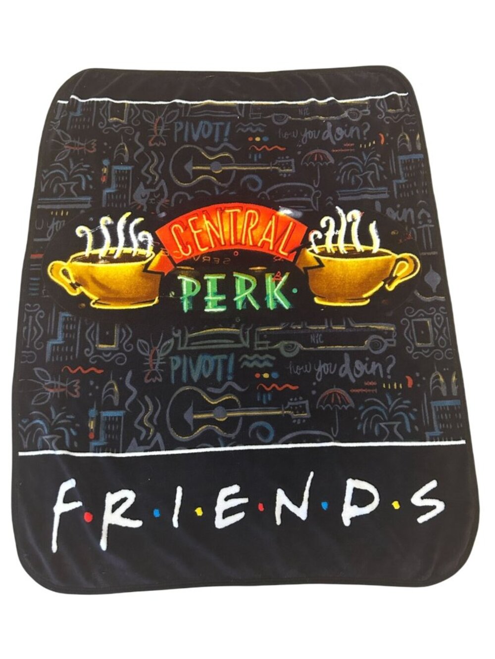 Friends Central Perk Blanket – The Northwest Group – Black Throw with Logo Quote